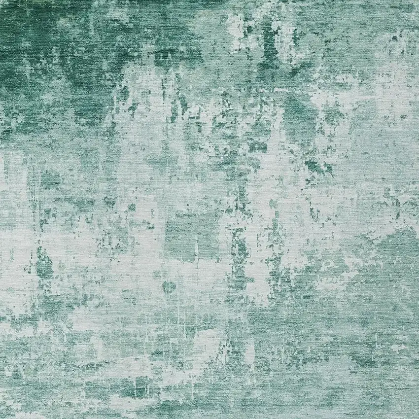 Aqua And Ivory Abstract Washable Indoor Outdoor Area Rug Photo 3