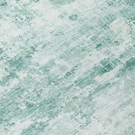 Aqua And Ivory Abstract Washable Indoor Outdoor Area Rug Photo 8