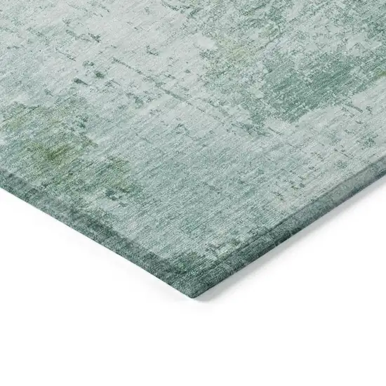 Aqua And Ivory Abstract Washable Indoor Outdoor Area Rug Photo 6