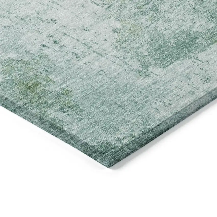 Aqua And Ivory Abstract Washable Indoor Outdoor Area Rug Photo 6