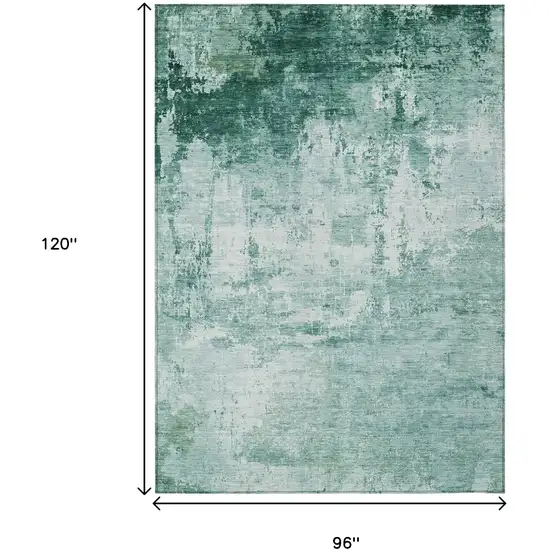 Aqua And Ivory Abstract Washable Indoor Outdoor Area Rug Photo 9