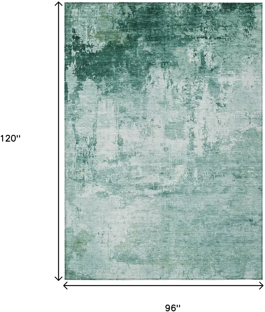 Aqua And Ivory Abstract Washable Indoor Outdoor Area Rug Photo 9