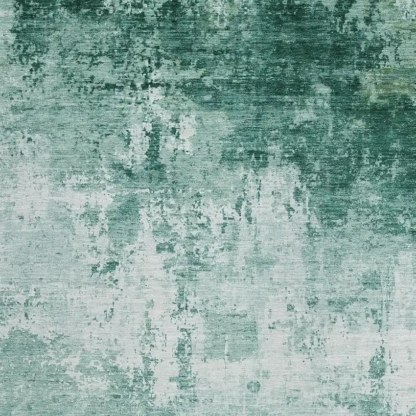 Aqua And Ivory Abstract Washable Indoor Outdoor Area Rug Photo 3