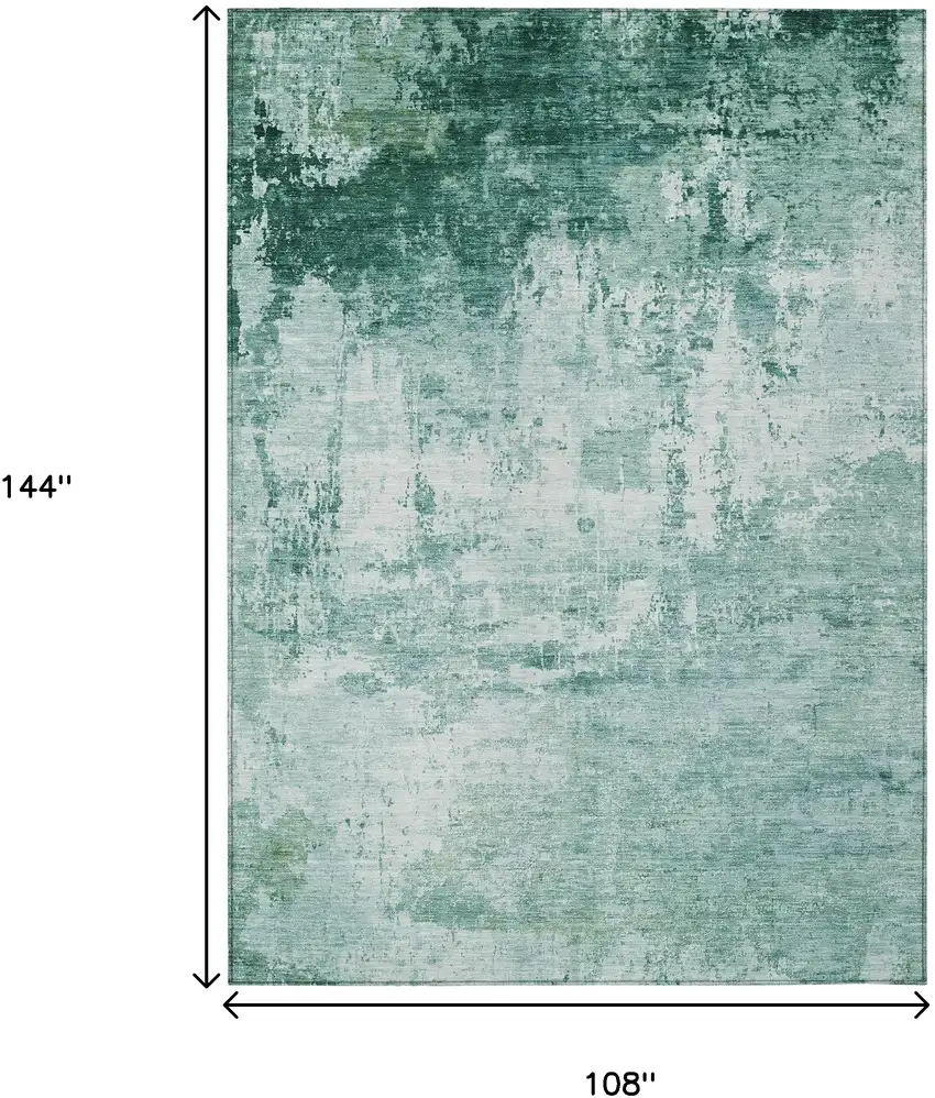 Aqua And Ivory Abstract Washable Indoor Outdoor Area Rug Photo 9