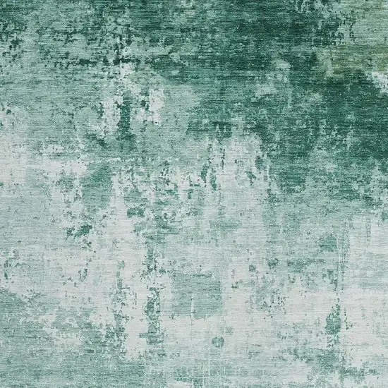 Aqua And Ivory Abstract Washable Indoor Outdoor Area Rug Photo 3
