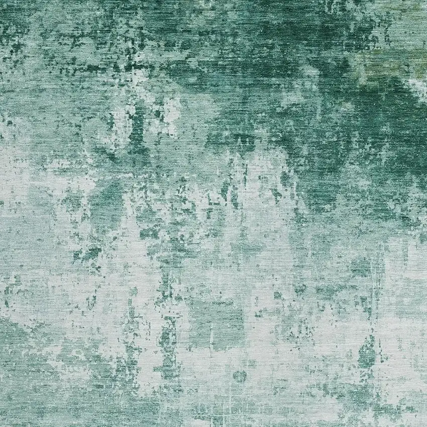 Aqua And Ivory Abstract Washable Indoor Outdoor Area Rug Photo 3