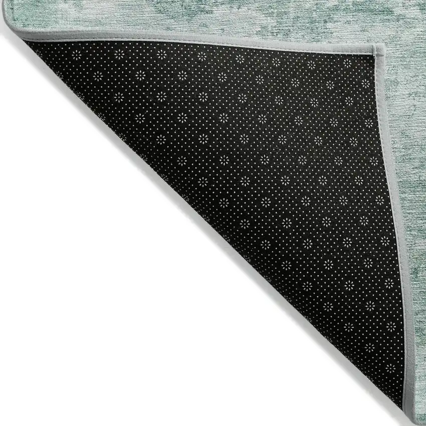 Aqua And Ivory Abstract Washable Indoor Outdoor Area Rug Photo 7