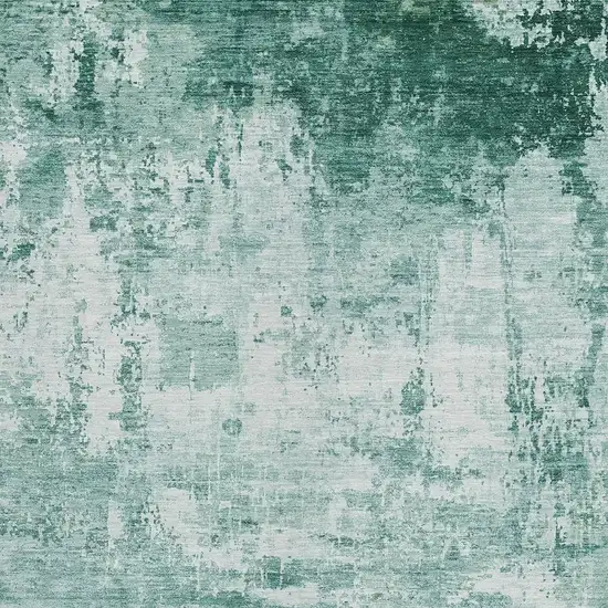 Aqua And Ivory Abstract Washable Indoor Outdoor Area Rug Photo 3