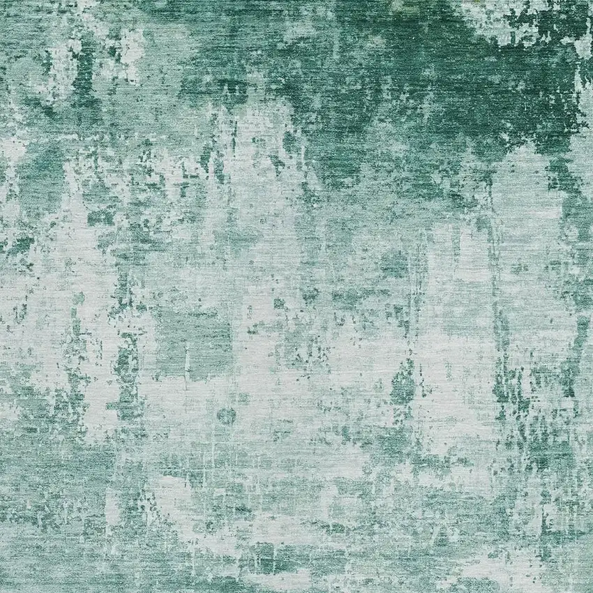 Aqua And Ivory Abstract Washable Indoor Outdoor Area Rug Photo 3