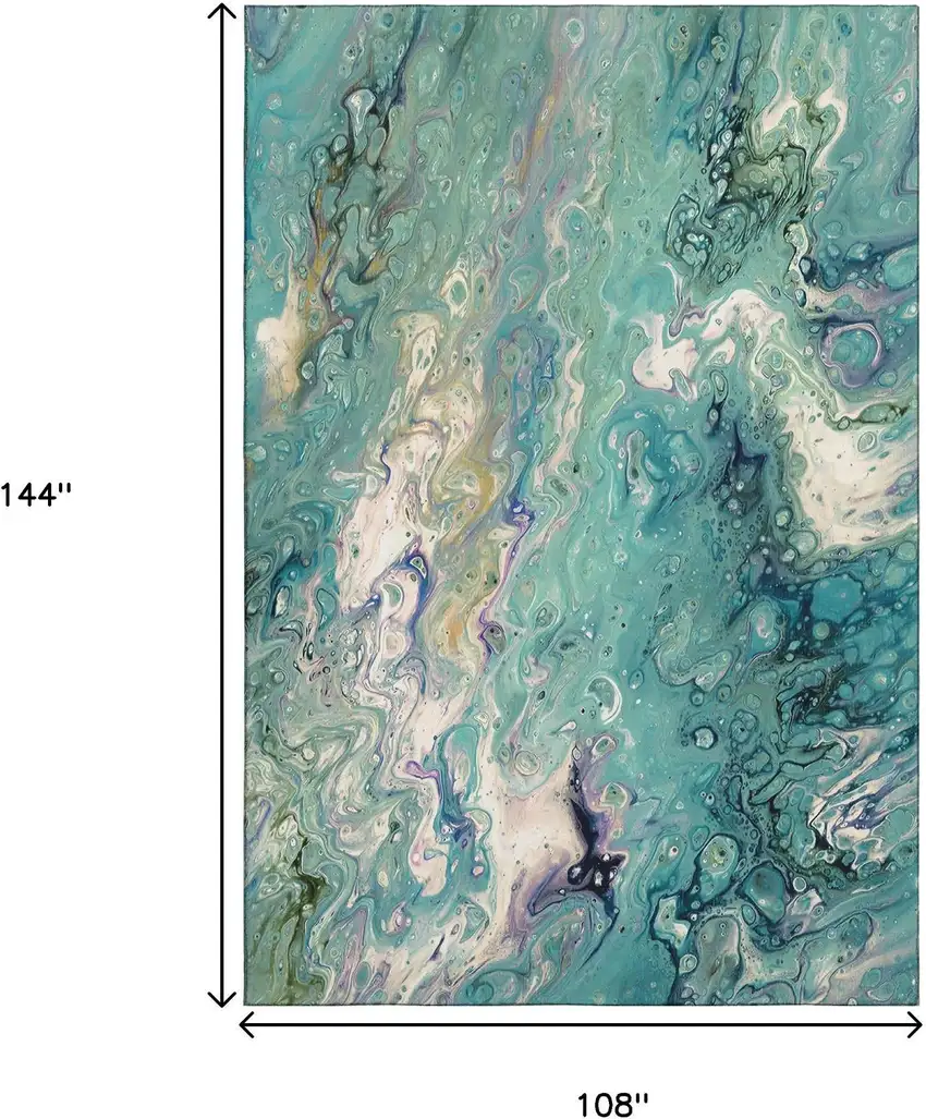 Aqua And Ivory Abstract Washable Indoor Outdoor Area Rug Photo 7