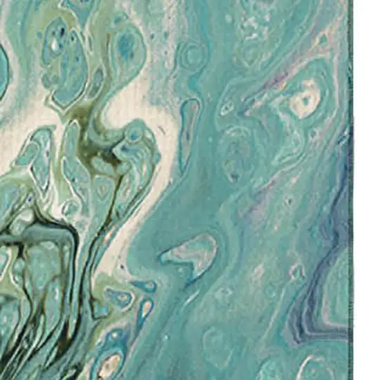 Aqua And Ivory Abstract Washable Indoor Outdoor Area Rug Photo 6