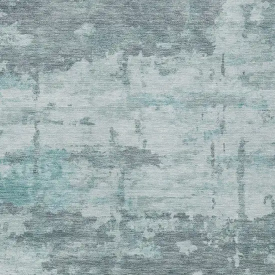 Aqua And Ivory Abstract Washable Indoor Outdoor Area Rug Photo 2