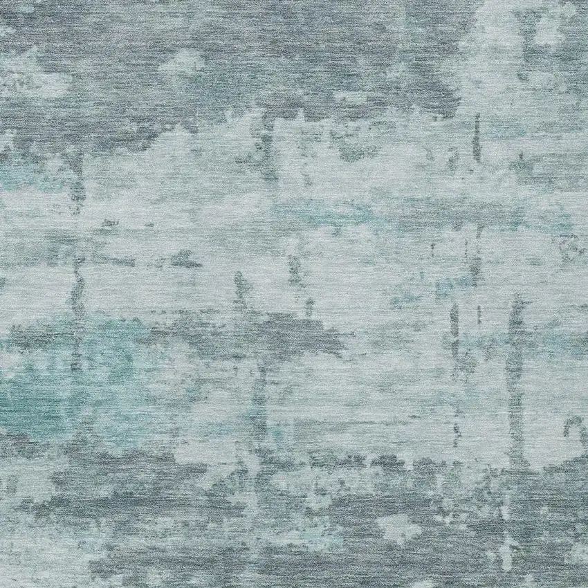 Aqua And Ivory Abstract Washable Indoor Outdoor Area Rug Photo 2