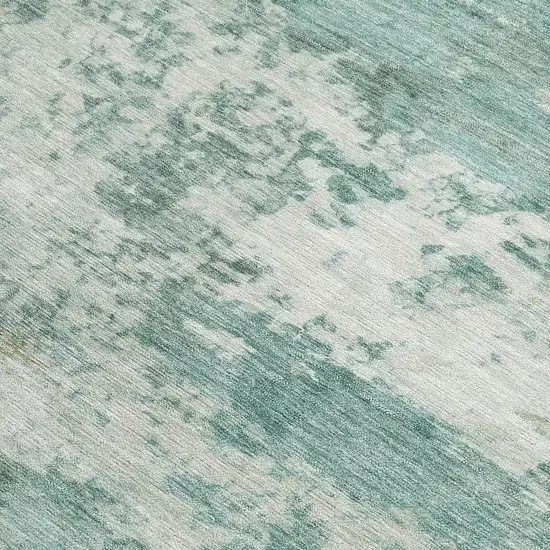 Aqua And Ivory Abstract Washable Indoor Outdoor Area Rug Photo 2