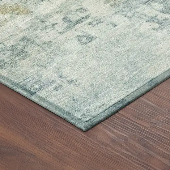 Aqua And Ivory Abstract Washable Indoor Outdoor Area Rug Photo 9