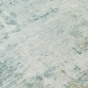 Photo of Aqua And Ivory Abstract Washable Indoor Outdoor Area Rug