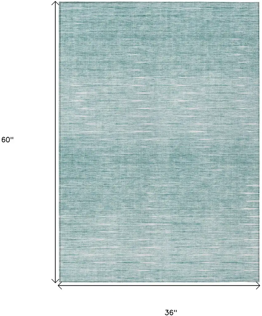 Aqua And Ivory Abstract Washable Indoor Outdoor Area Rug Photo 7