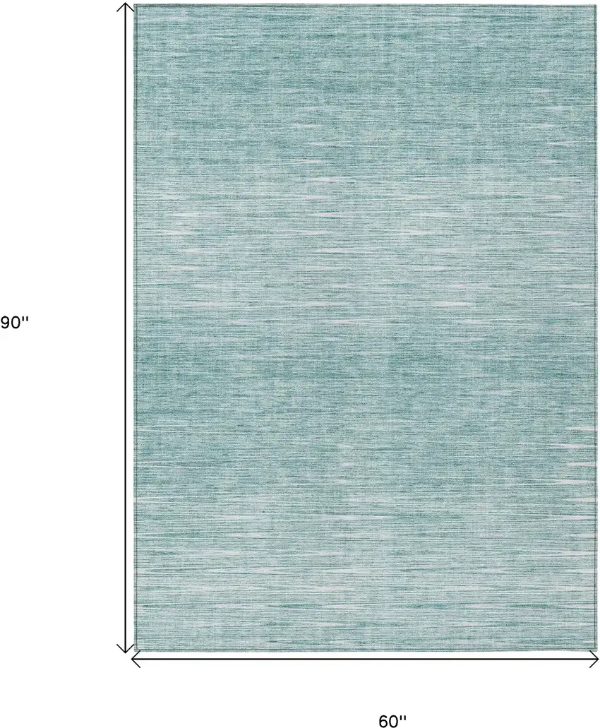 Aqua And Ivory Abstract Washable Indoor Outdoor Area Rug Photo 3