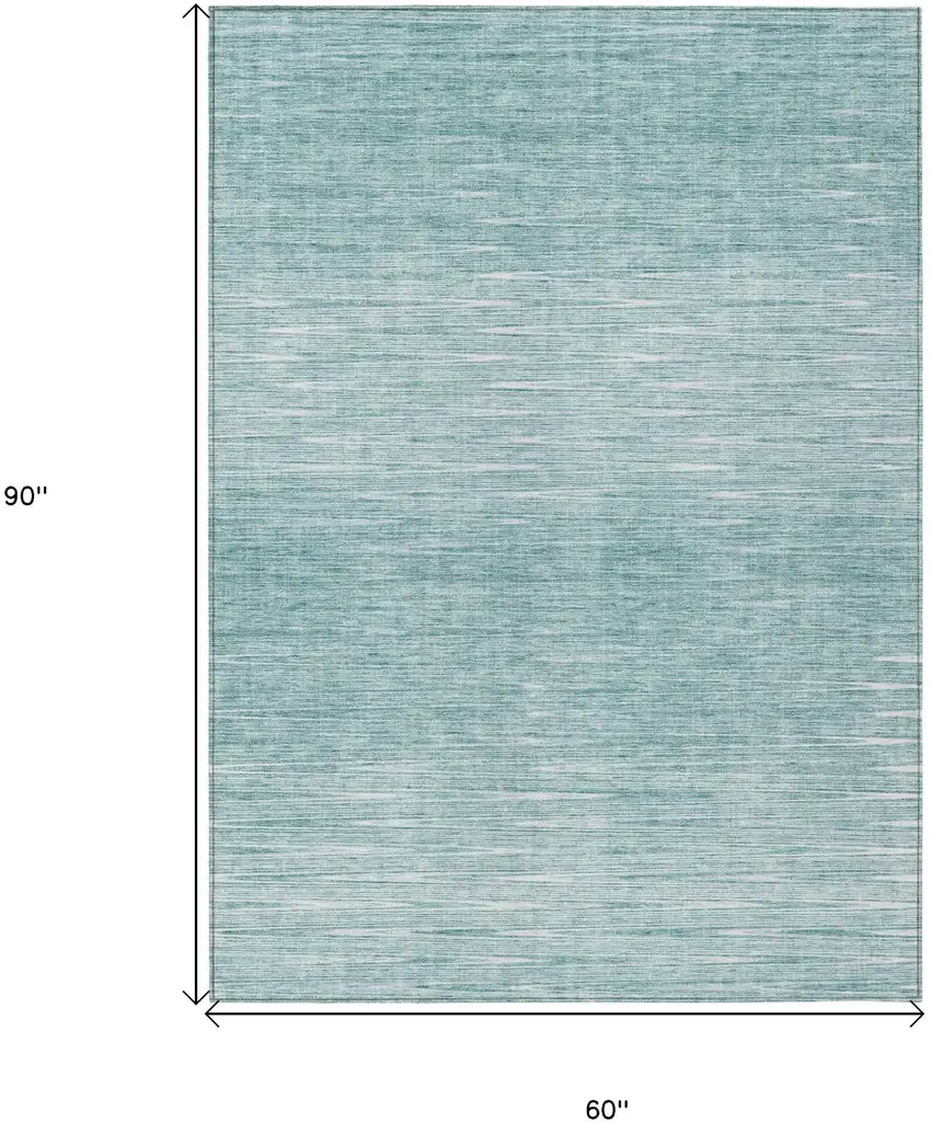 Aqua And Ivory Abstract Washable Indoor Outdoor Area Rug Photo 3