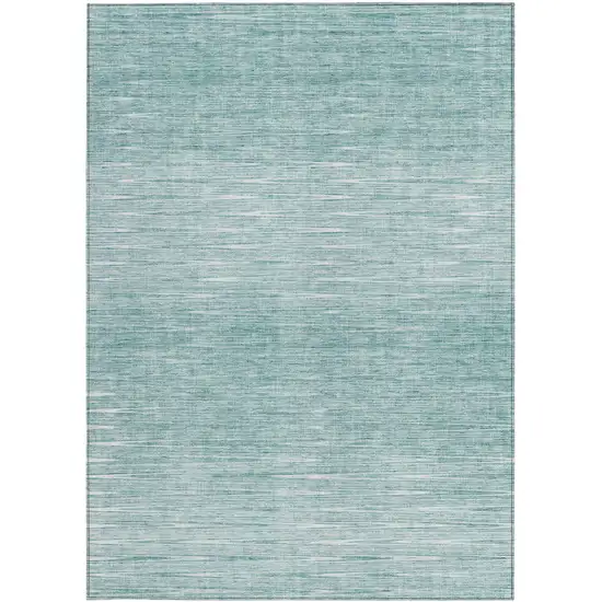 Aqua And Ivory Abstract Washable Indoor Outdoor Area Rug Photo 7