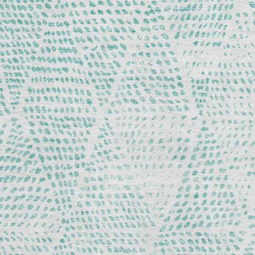 Aqua And Ivory Diamond Washable Area Rug With UV Protection Photo 4