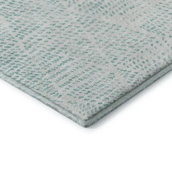 Aqua And Ivory Diamond Washable Area Rug With UV Protection Photo 8
