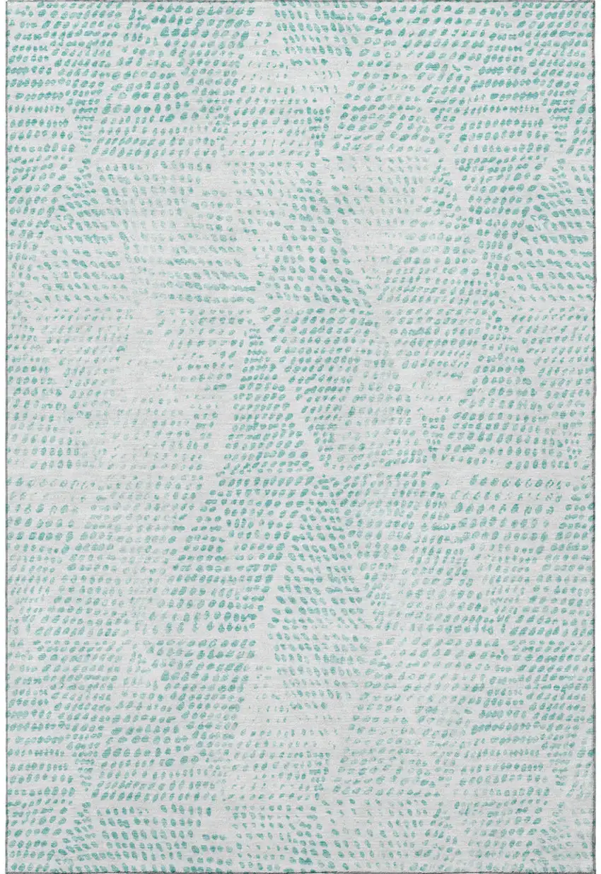 Aqua And Ivory Diamond Washable Area Rug With UV Protection Photo 3