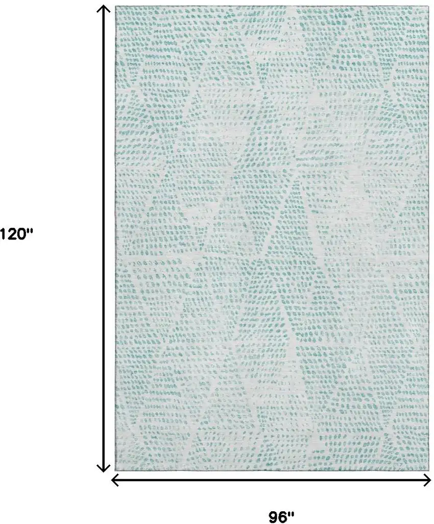 Aqua And Ivory Diamond Washable Area Rug With UV Protection Photo 3