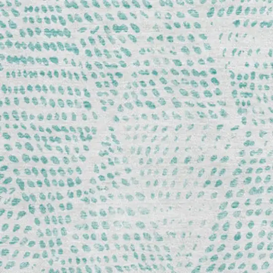 Aqua And Ivory Diamond Washable Area Rug With UV Protection Photo 3
