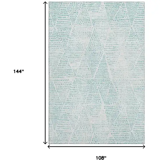 Aqua And Ivory Diamond Washable Area Rug With UV Protection Photo 3