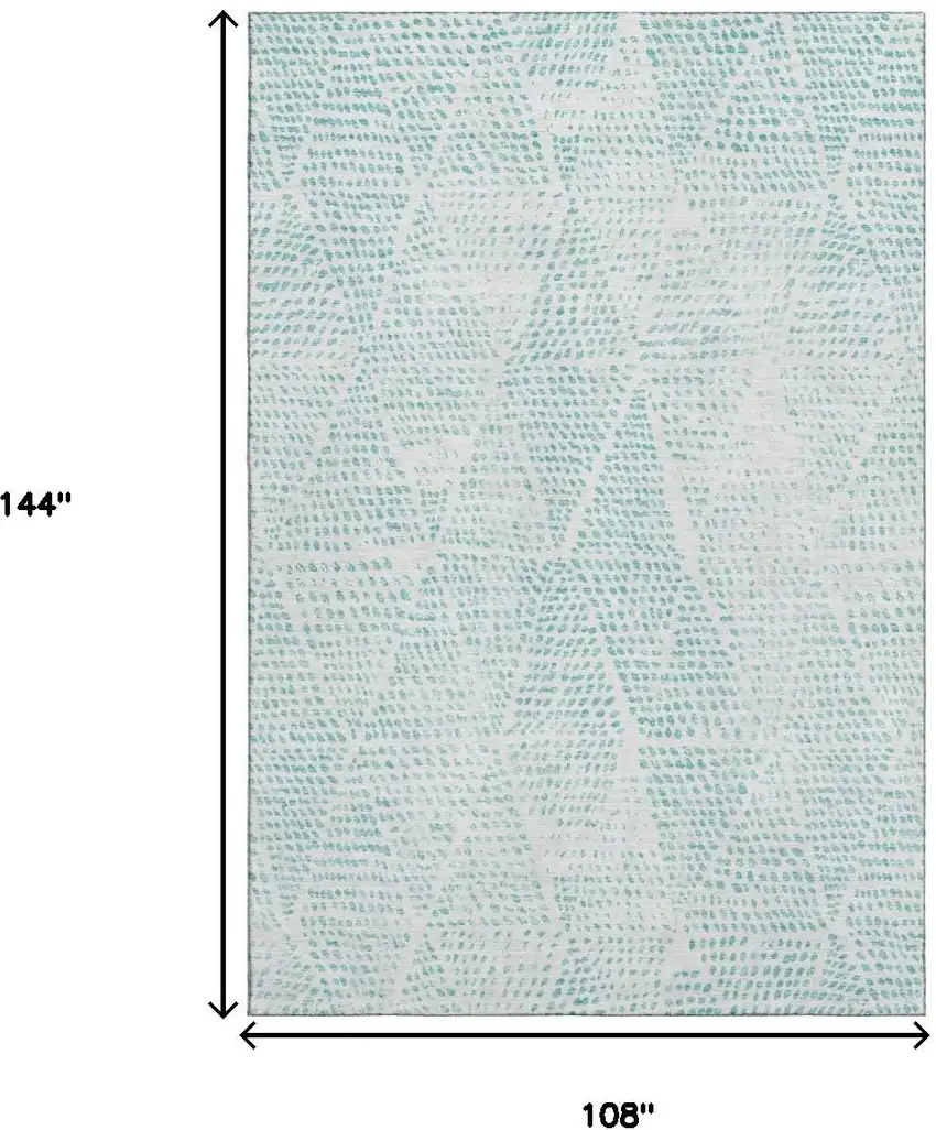 Aqua And Ivory Diamond Washable Area Rug With UV Protection Photo 3
