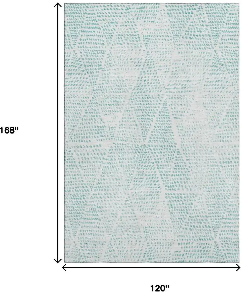 Aqua And Ivory Diamond Washable Area Rug With UV Protection Photo 3
