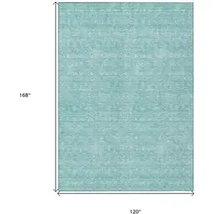 Photo of Aqua And Ivory Floral Washable Indoor Outdoor Area Rug