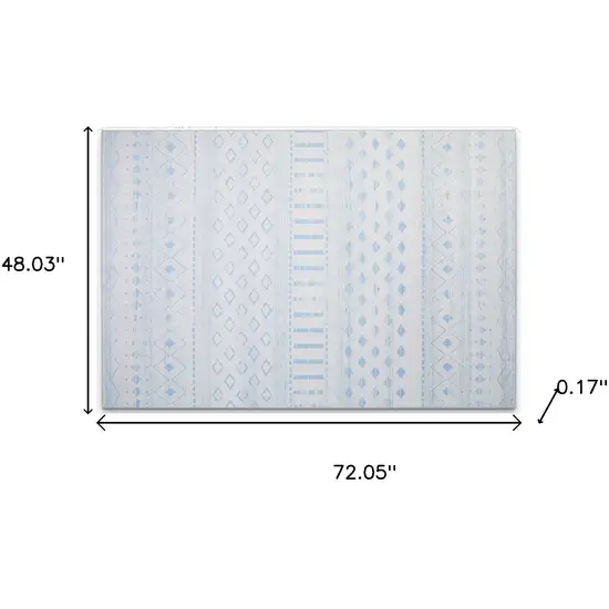 Aqua And Ivory Geometric Distressed Washable Area Rug Photo 9