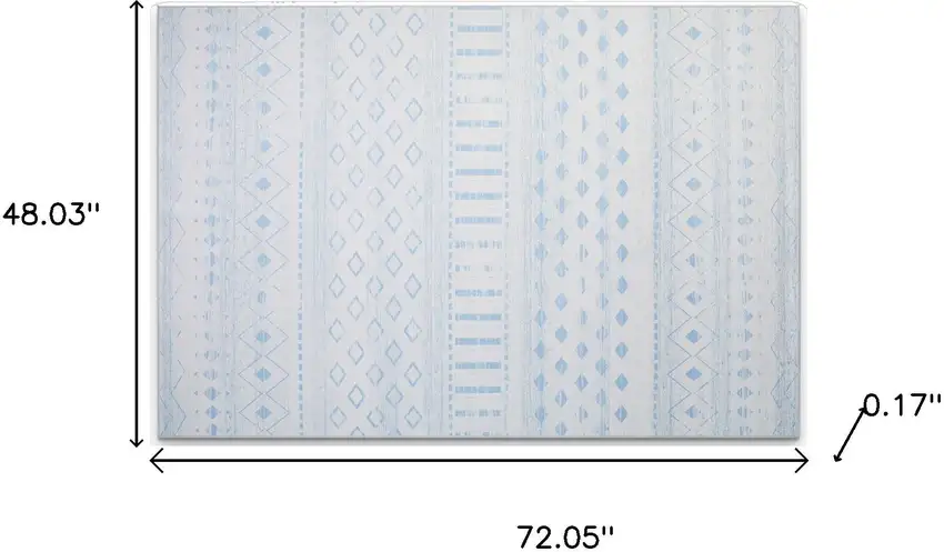Aqua And Ivory Geometric Distressed Washable Area Rug Photo 9