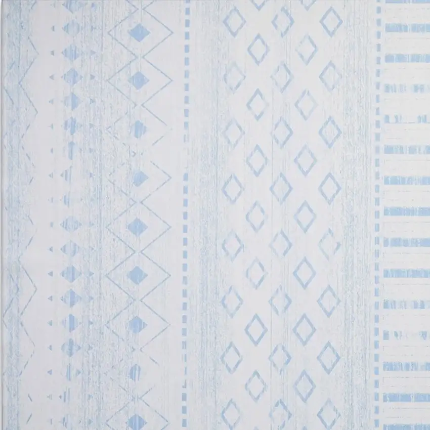 Aqua And Ivory Geometric Distressed Washable Area Rug Photo 3