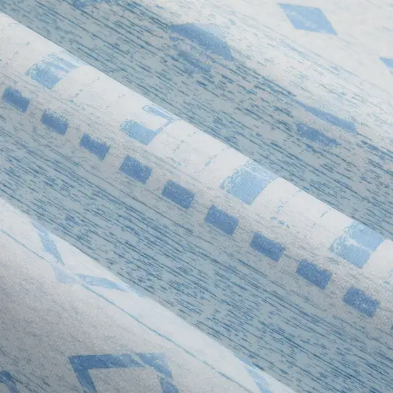 Aqua And Ivory Geometric Distressed Washable Area Rug Photo 8
