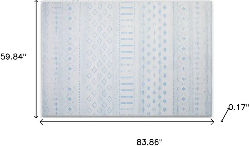 Aqua And Ivory Geometric Distressed Washable Area Rug Photo 9