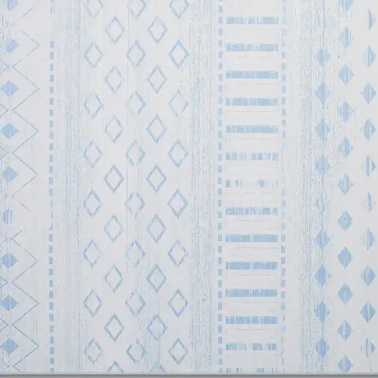 Aqua And Ivory Geometric Distressed Washable Area Rug Photo 3