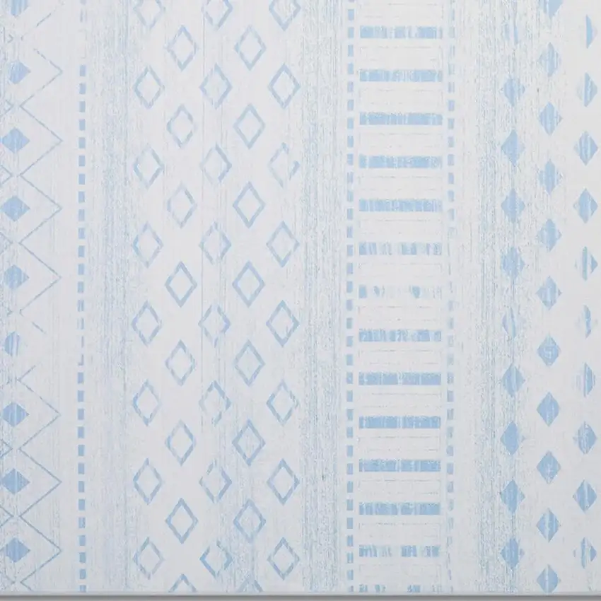 Aqua And Ivory Geometric Distressed Washable Area Rug Photo 3