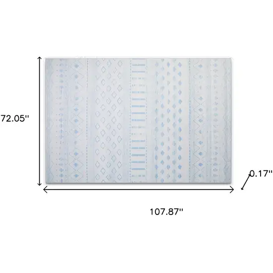 Aqua And Ivory Geometric Distressed Washable Area Rug Photo 9