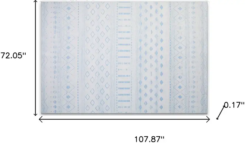 Aqua And Ivory Geometric Distressed Washable Area Rug Photo 9