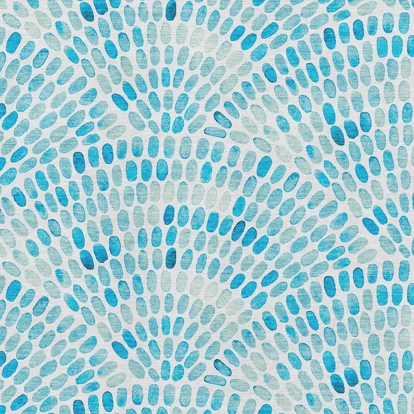 Aqua And Ivory Geometric Washable Area Rug With UV Protection Photo 3