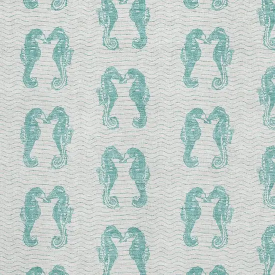 Aqua And Ivory Geometric Washable Area Rug With UV Protection Photo 3