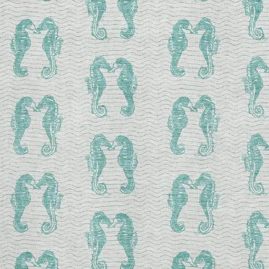 Aqua And Ivory Geometric Washable Area Rug With UV Protection Photo 3