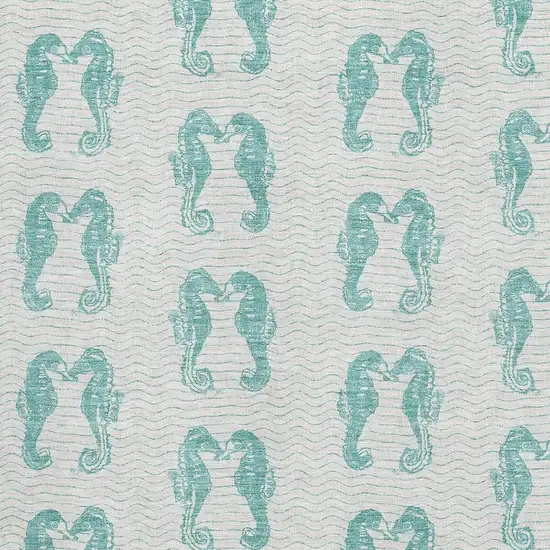 Aqua And Ivory Geometric Washable Area Rug With UV Protection Photo 3