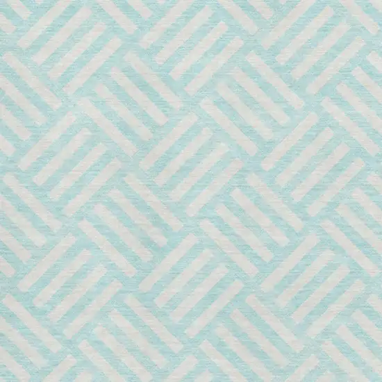 Aqua And Ivory Geometric Washable Area Rug With UV Protection Photo 3