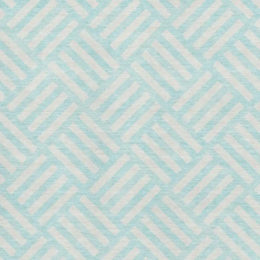 Aqua And Ivory Geometric Washable Area Rug With UV Protection Photo 3