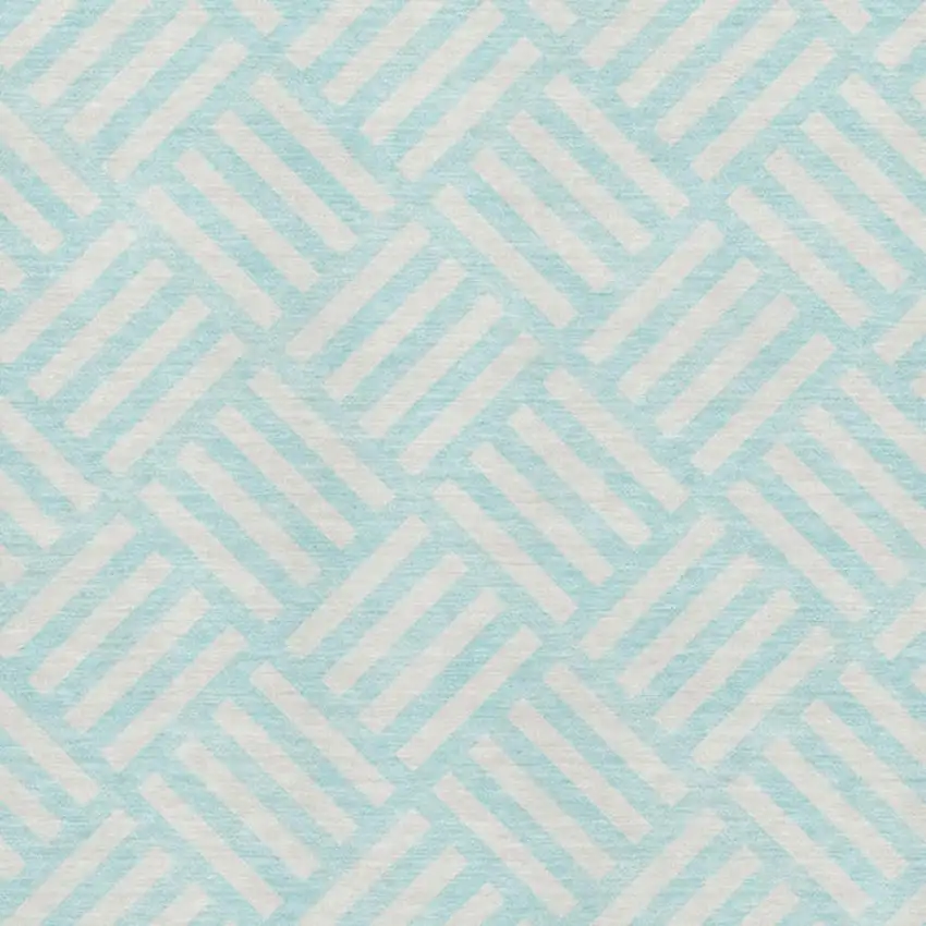 Aqua And Ivory Geometric Washable Area Rug With UV Protection Photo 3