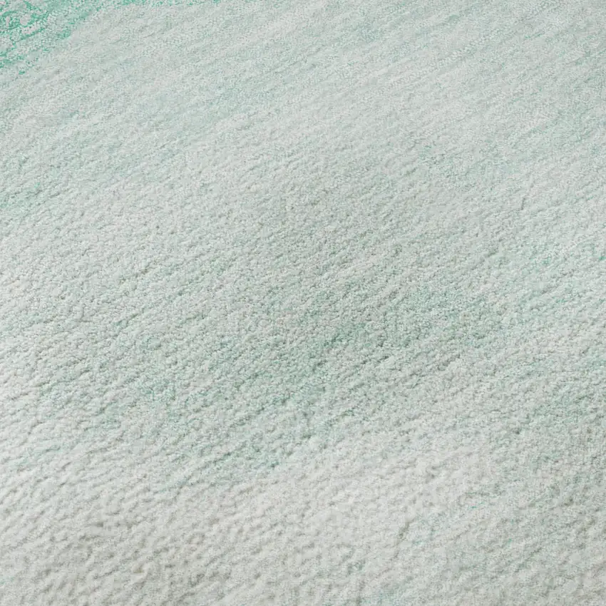 Aqua And Ivory Geometric Washable Area Rug With UV Protection Photo 9